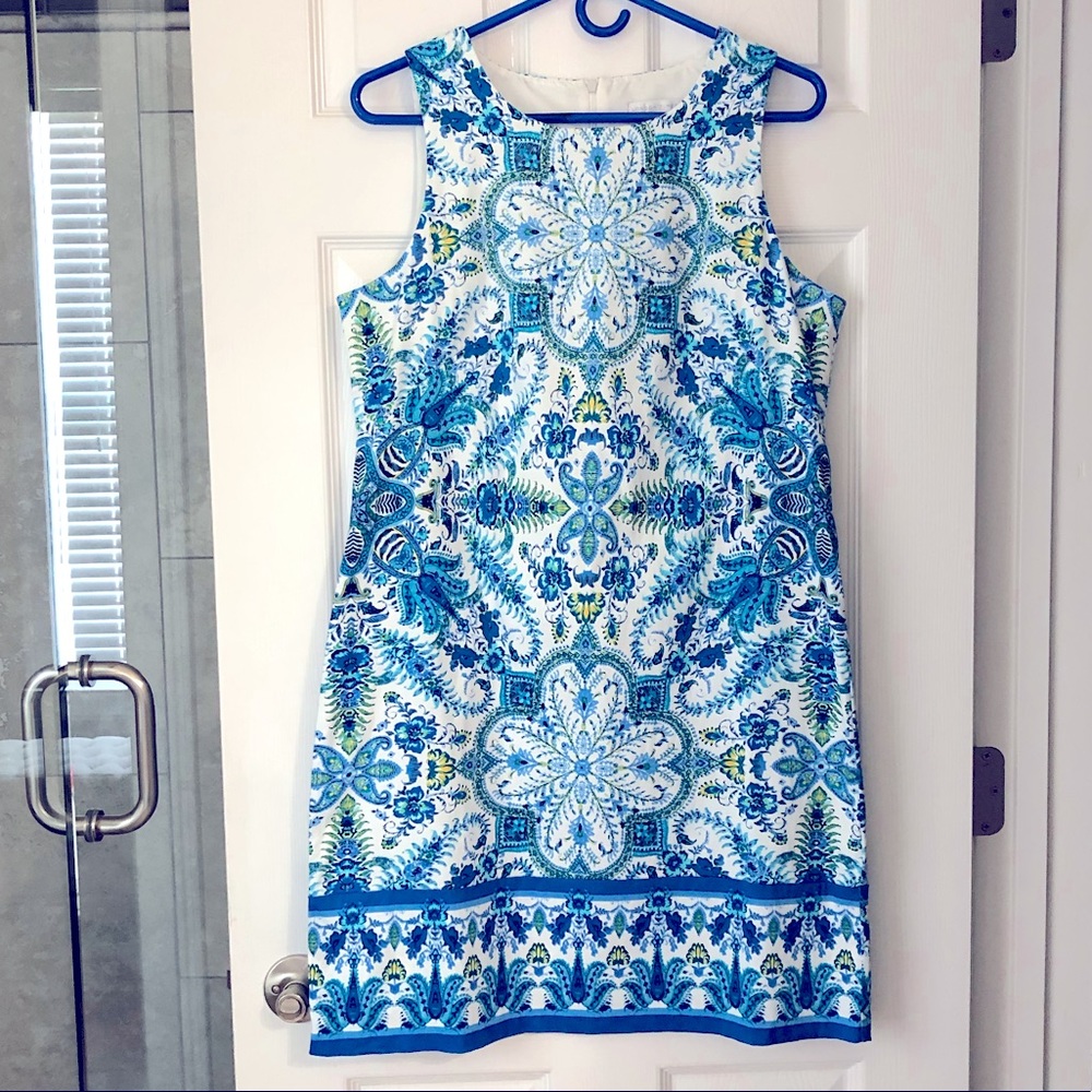 London Times Shift Dress size 12, knee length, sleeveless